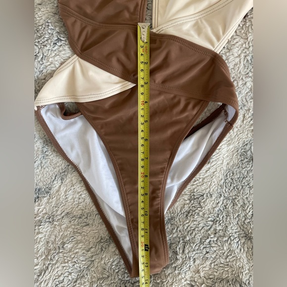 COPY RELISTED- Super cute cream and brown open back, sexy bodysuit/swimsuit. - Picture 4 of 5